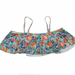 NWT Hello Summer Floral Ruffle Overlay Flounce Top